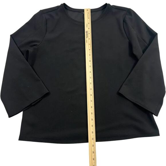 Ann Taylor Women's Black Chiffon 3/4 Flare Sleeve Blouse Gold Button Size L - Picture 4 of 8